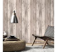 BRICOFLOR Papier peint imitation bois marron 3D pour salon, chambre, salle à manger, cuisine et salle de bain