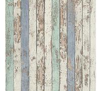 BRICOFLOR Papier peint imitation bois style bord de mer | Tapisserie effet vieille planches de bois blanc & bleu | Papiers peints tendances pour salon