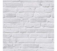 BRICOFLOR Papier peint intissé design briques blanches chic | Tapisserie imitation pierre blanche pour cuisine | Papier peints moderne effet pierre