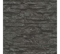 BRICOFLOR Papier peint uni noir imitation pierre | Tapisserie effet fausse brique style industriel | Papier peint trompe l’oeil gris pour couloir