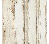 BRICOFLOR Papier peint vintage imitation bois blanc | Tapisserie effet bois rétro pour salle de bain | Papier peint moderne beige crème