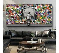Bricolage 5D Diamant Peinture Kits,Graffiti Street Art Fille Peinture Diamant Adulte Grande Taille forage complet Strass Broderie Diamant Art Craft Décor Murale À La Maison 90x270cm/36x108inch Square
