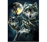 Bricolage 5D Diamant Peinture Pleine Ronde perceuse Kits Strass Photo Art Artisanat Maison décoration Murale 30x40 cm Trois Loups