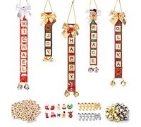 Bricolage Arbre de Noël Ornements, Pendentif de Décoration d'arbre de Noël Ornements Pendentif Arbre de Noël Ruban Carreaux de Lettres de Scrabble Cloches Décorations pour Enfants Adultes