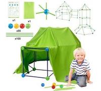 Bricolage Construction Châteaux Tunnels Jouer 100 bâtons + 55 balles + 1 toile de tente-Multicolore Multicolore G