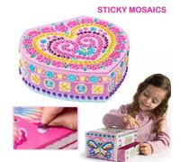 Bricolage Diamant Peinture Bijoux Stockage Femmes Trousse À Maquillage À Compartiments Boîte Avec Miroir Coeur Forme Diamant Broderie Boîte