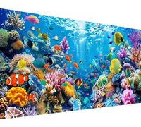 Bricolage Diamond Océan Broderie Diamant Kit Complet 5D Poisson Adulte Grand Format 40x80cm Round Tableau Strass pour Décoration Intérieur 9-V