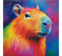 Bricolage Diamond Painting Capybara coloré,5D Diamant Painting Kit Complet,Broderie Peinture Diamant Arts pour Adultes Enfants Cristal Strass Point de Croix Painting Maison Décoration Carré,30x30cm