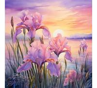 Bricolage Diamond Painting Fleurs d'iris,5D Diamant Painting Kit Complet,Broderie Peinture Diamant Arts pour Adultes Enfants Cristal Strass Point de Croix Painting Maison Décoration Carré,40x40cm