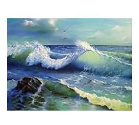 Bricolage Diamond Painting Paysage de vagues,5D Diamant Painting Kit Complet,Broderie Peinture Diamant Arts pour Adultes Enfants Cristal Strass Point de Croix Painting Décoration la Maison-60x80cm