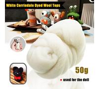 Bricolage Main Filage Aiguille Laine Brute Feutre Teint Laine Fibre Hauts Roving Aiguille Feutrage Laine Fibre 50g Blanc