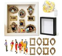 Bricolage mini musée silhouette boîte, mini-musée silhouettes-boîte, cadre d'image créatif avec lumière LED pour Jahrestag, mariage, décoration de la maison (noir)