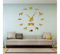 Bricolage Miroir Stickers Chiffres Horloge Murale Moderne Loup Russe Sans Cadre Grande Montre Murale Cadeau
