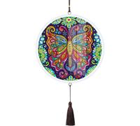 Bricolage peinture sur diamant, 5D bricolage peinture sur diamant forme spéciale kaléidoscope papillon avec pendentif houppette
