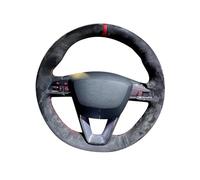 Bricolage pour Seat pour Tarraco pour Arona pour Ateca pour Alhambra pour Leon 5F pour Mk3 pour Ibiza 6J Housse de Volant de Voiture en Daim tressé Couvre Volant Voiture(Gray Thread)