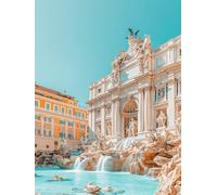 Bricolage Rome Diamond Painting Adulte, Peinture Diamant Fontaine De Trevi Broderie Diamant Kit Complet, DIY Ronde Cristal Strass Point de Croix Diamant Painting, Murale Décoration Cadeaux 50x70cm -A8