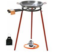 Bricolemar Poêle à paella 35 cm à gaz Garcima + kit (jeu de pieds pour poêle à paella + poêle à paella 40 cm + régulateur de butane + tuyau homologué Kabra + tablier économique en cadeau)