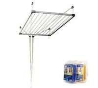 Bricolemar - Séchoir de Plafond Cuncial Tezno-Techo pour Monter et descendre + 40 Pinces incassables, Pack Monobloc