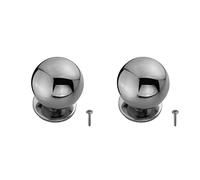 bricoleva.it Paire de boutons ronds pour meubles de porte, armoires, tiroirs de chevet, portes - Bouton rond pour meubles - Grand bouton en zamak couleur chrome brillant