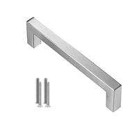 bricoleva.it Poignée simple pour meubles - Bouton pour portes armoires, tiroirs, buffets et meubles divers - Poignée en Zamak durable et durable (128 mm, carré simple)
