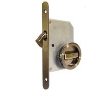 bricoleva.it Set de serrure pour porte coulissante avec barre de verrouillage, poignées de porte, rosace ronde, avec note, poignée avec serrure (couleur bronze)