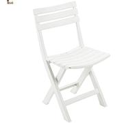 BricoLoco Chaise pliante légère en plastique Camping, plage, jardin, terrasse, balcon. Fabriqué en résine finition imitation bois. Intérieur et extérieur. (Blanc, 1)