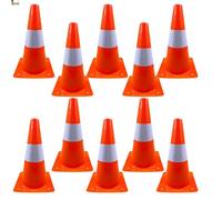 BricoLoco.com Lot de 10 cônes de signalisation de 30 cm pour sport, slalom, entraînement, football, orange avec bande réfléchissante (10)