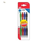 BricoLoco.com Lot de 4 stylos : 1 bleu, 1 noir, 1 rouge et 1 vert avec une pointe de 1,0 mm. Cliquez sur le stylo. Fournitures scolaires, bureau.