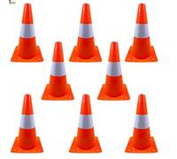 BricoLoco.com Lot de 8 cônes de signalisation pour sport, slalom, entraînement, football, orange avec bande réfléchissante (8)