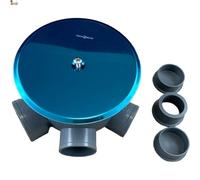 BricoLoco.com Siphon PVC complet avec couvercle d'expansion inox Ø 110 mm 5 entrées Ø 40 mm et 1 sortie Ø 40-50 mm + 2 bouchons + 1 réduction de 40 à 32 mm (1)