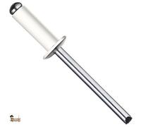 BricoLoco Rivet blanc tubulaire standard Pop DIN 7337. Aveugle. Tête ronde en aluminium et tige en acier. Industriel Spécial plaque d'immatriculation. (100, 4,8 x 16)