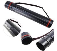 Bricoloco Tube porte-plans extensible | Porte-documents télescopique pour homme ou femme de 50-103 x Ø8 cm | Tube pour poster avec sangle, récipient en plastique noir cylindrique., Noir , Extensible