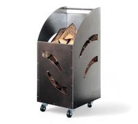 Briconess.com Chariot à bûches cheminée en fer peint démontable design peu encombrant 32 x 42 x 80 h robuste transport bois