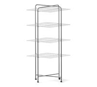Briconess.com Étendoir à linge à tour en acier antirouille, 4 étages, pliable, avec roulettes pour extérieur et douche, 40 mètres,