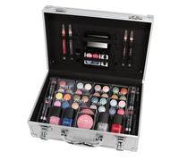 BriConti Boîte à Maquillage 51 Pièces VEGAN Argent Grande Mallette Voyage