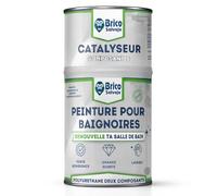 BRICOSALVAJE Peinture baignoire 2K Brillant Blanc céramique Aniston 750 ml | Receveur de douche | Polyuréthane 2 composants | 600+150 ml | Haute résistance | Brillant