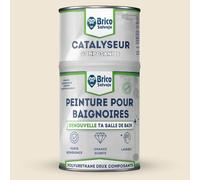 BRICOSALVAJE Peinture baignoire 2K Brillant Noir 750 ml | Receveur de douche | Polyuréthane 2 composants | 600+150 ml | Haute résistance | Brillant