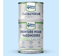 BRICOSALVAJE Peinture baignoire 2K Satiné Bleu clair Agatha 750 ml | Receveur de douche | Polyuréthane 2 composants | 600+150 ml | Haute résistance | Satiné