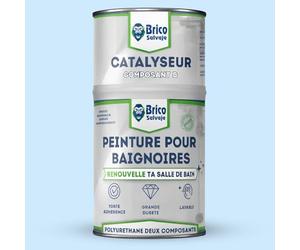 BRICOSALVAJE Peinture baignoire 2K Satiné Bleu clair Agatha 750 ml | Receveur de douche | Polyuréthane 2 composants | 600+150 ml | Haute résistance | Satiné