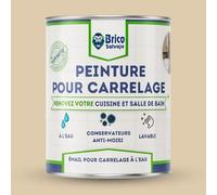 BRICOSALVAJE Peinture carrelage cuisine & salle de bain à l'eau - finition MAT | Sans sous-couche | Lavable | Haute résistance (Brun, 4 litres)
