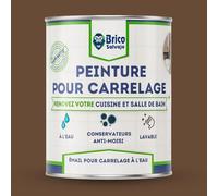 BRICOSALVAJE Peinture carrelage cuisine & salle de bain à l'eau - finition SATINÉE | Sans sous-couche | Lavable | Haute résistance (Tabac, 750 ml)