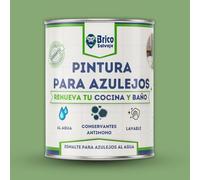 BRICOSALVAJE Peinture carrelage cuisine & salle de bain à l'eau - finition SATINÉE | Sans sous-couche | Lavable | Haute résistance (Sauge, 750 ml)