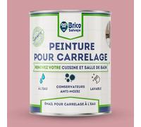 BRICOSALVAJE Peinture carrelage cuisine & salle de bain à l'eau - finition SATINÉE | Sans sous-couche | Lavable | Haute résistance (Rose poudré, 750 ml)