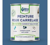 BRICOSALVAJE Peinture carrelage cuisine & salle de bain à l'eau - finition SATINÉE | Sans sous-couche | Lavable | Haute résistance (Bleu marine, 4 litres)