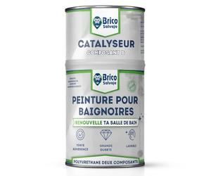 BRICOSALVAJE Peinture pour Baignoire Finition SATINÉE Deux Composants 600+150 ML | Application facile | Finition céramique | Étanche (Aniston Céramique Blanc)