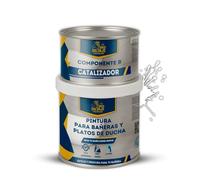 BRICOSALVAJE Peinture pour baignoires et receveurs de douche en polyuréthane | 750 ml (600+150 ml) | Finition céramique satinée | Deux composants | Imperméable et résistante (Brouillard d'hiver)