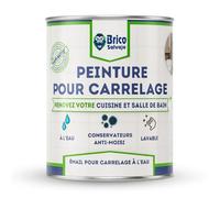 BRICOSALVAJE Peinture pour carrelage de cuisine et salle de bain à l'eau SATINÉE | Sans apprêt | Lavable | Grande dureté (Blanc alpin, 4 litres)