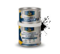 BRICOSALVAJE Peinture receveur douche/baignoire Satiné Ébène profond | Receveur de douche & baignoire | Polyuréthane 2 composants | 600+150 ml | Haute adhérence | Satiné