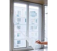 BricoShopping® Moustiquaire Mosquière adhésive version 2 voile avec déchirure réglable universelle pour porte fenêtre, balcon, camping-car, anti-insectes, moustiques, bricolage (130 x 150 cm, blanc)