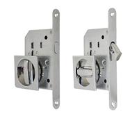 BricoShopping® Set de poignées pour porte intérieure en bois à compartiment coulissant kit avec serrure encastrée crochet à cliquet carré embout en acier (carré C/serrure, chrome brillant)